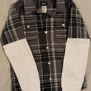 Carter's Layered Look Button Down Plaid Shirt Size 5